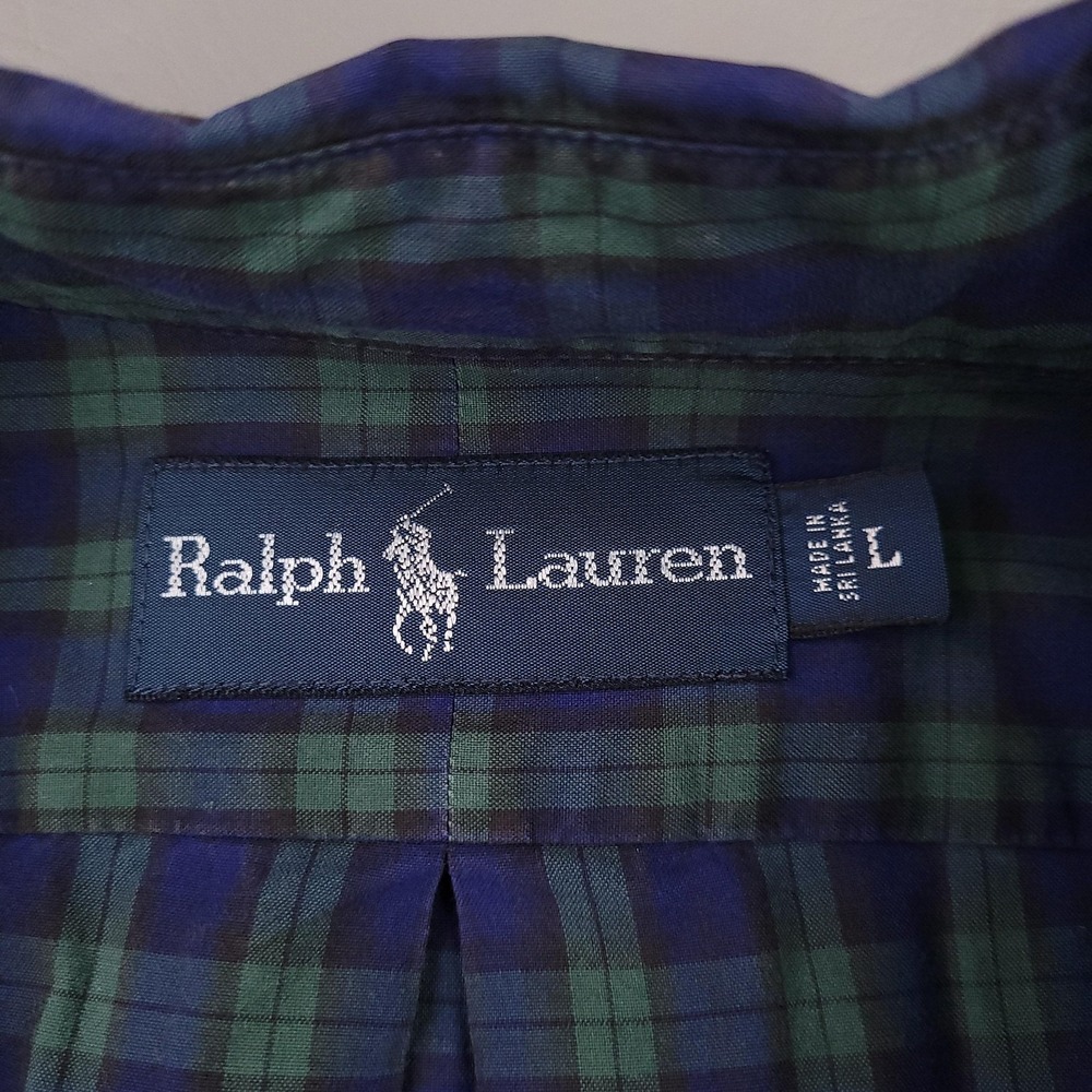 Ralph Lauren Shirt Mens Large Blackwatch Plaid‎ Button Down Long Sleeve Pocket - Picture 4 of 13